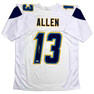 Autographed/Signed Keenan Allen Los Angeles LA White Football Jersey Beckett BAS COA