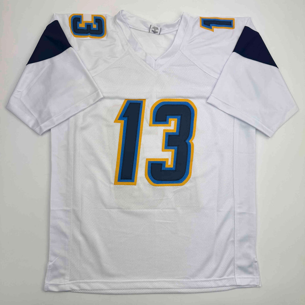 Autographed/Signed Keenan Allen Los Angeles LA White Football Jersey Beckett BAS COA
