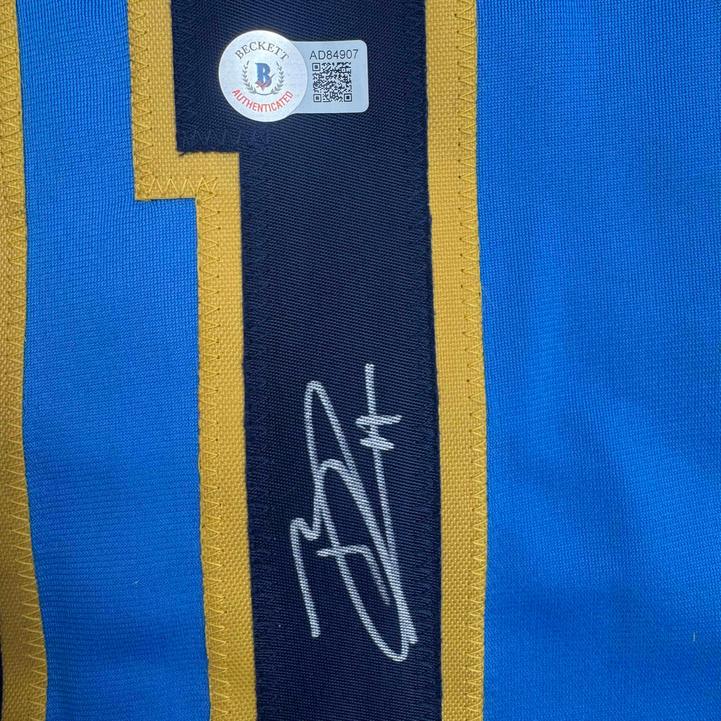 Autographed/Signed Jackson Chourio Milwaukee Light Blue Baseball Jersey Beckett BAS COA