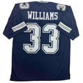 Autographed/Signed Javonte Williams Dallas Blue Football Jersey Beckett BAS COA