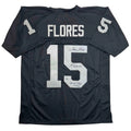 Autographed/Signed Tom Flores Las Vegas Oakland Black Football Jersey Beckett BAS COA