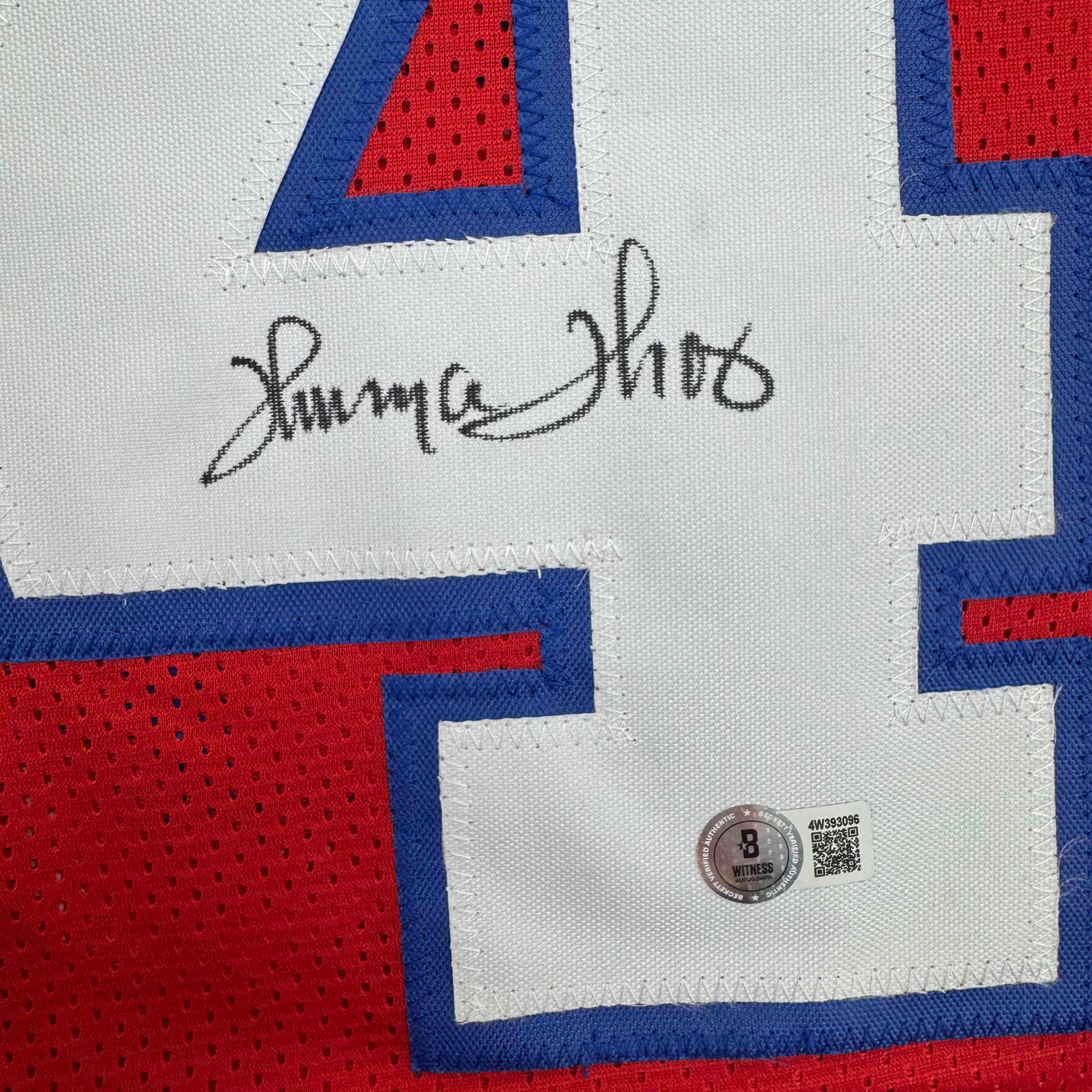 Autographed/Signed Thurman Thomas Buffalo Red Football Jersey JSA COA