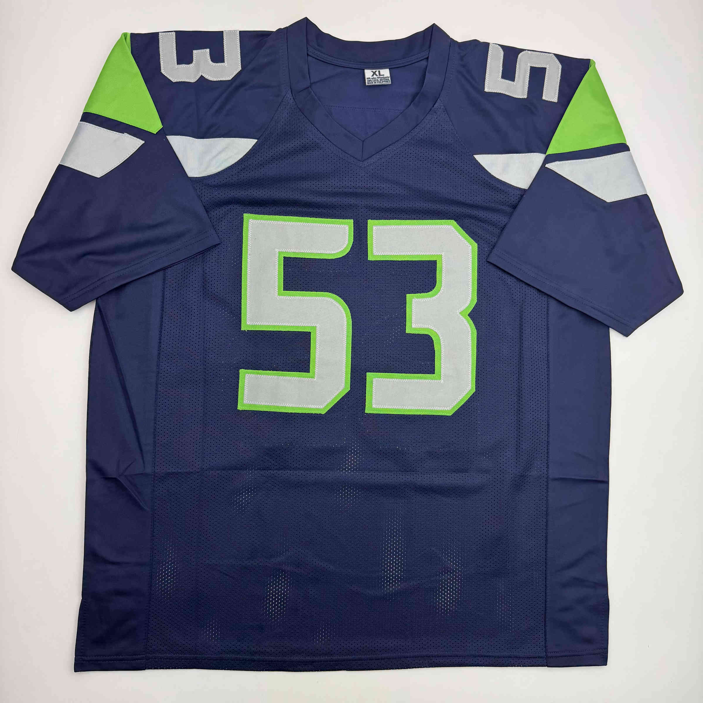 Autographed/Signed Malcolm Smith Seattle Blue Football Jersey Beckett BAS COA