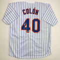 Autographed/Signed Bartolo Colon Inscribed Big Sexy New York Pinstripe Baseball Jersey Beckett BAS COA