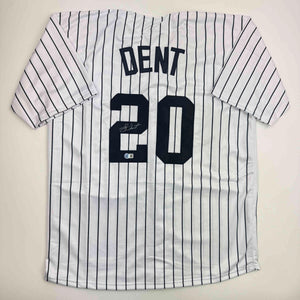 Autographed/Signed Bucky Dent New York Pinstripe Baseball Jersey Beckett BAS COA