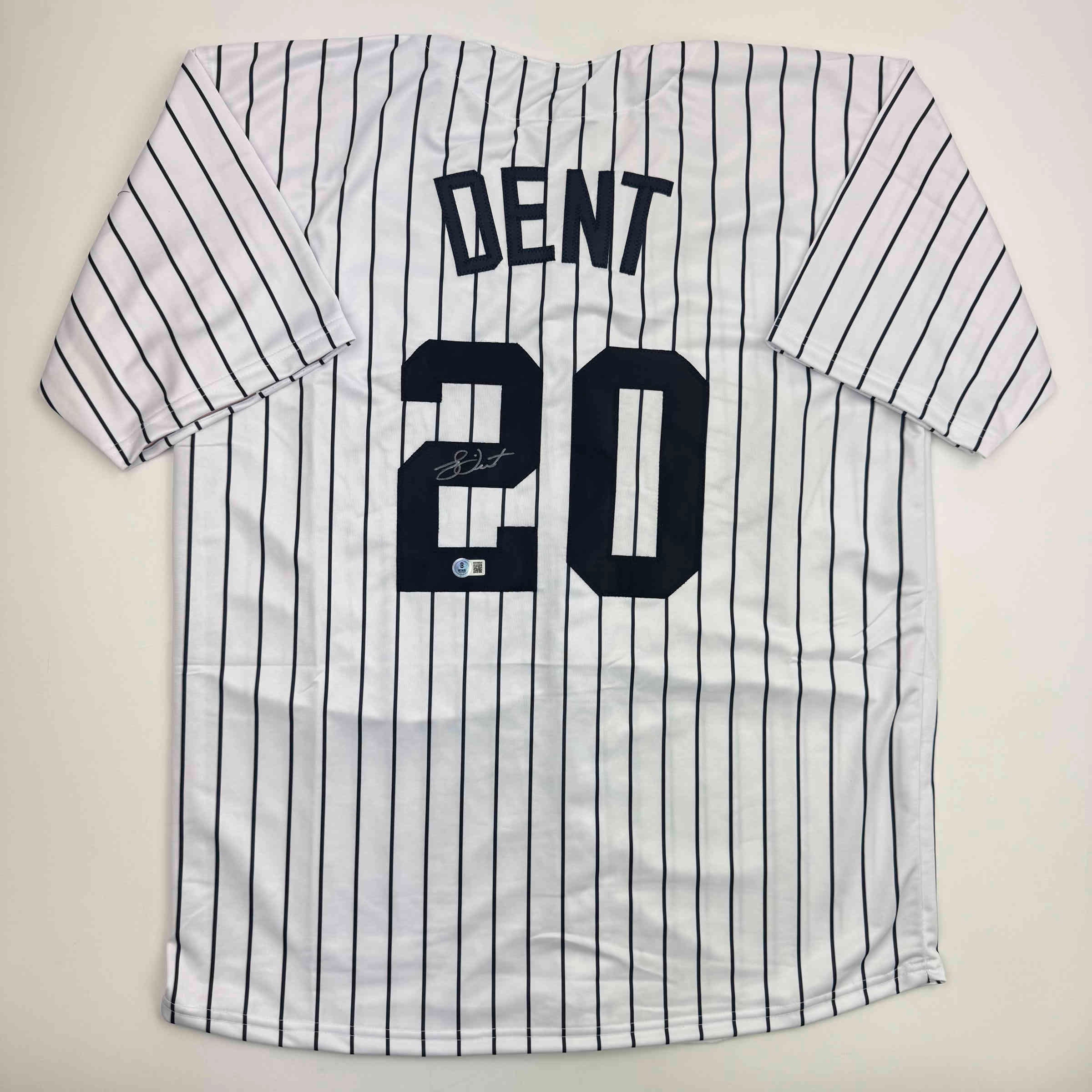 Autographed/Signed Bucky Dent New York Pinstripe Baseball Jersey Beckett BAS COA