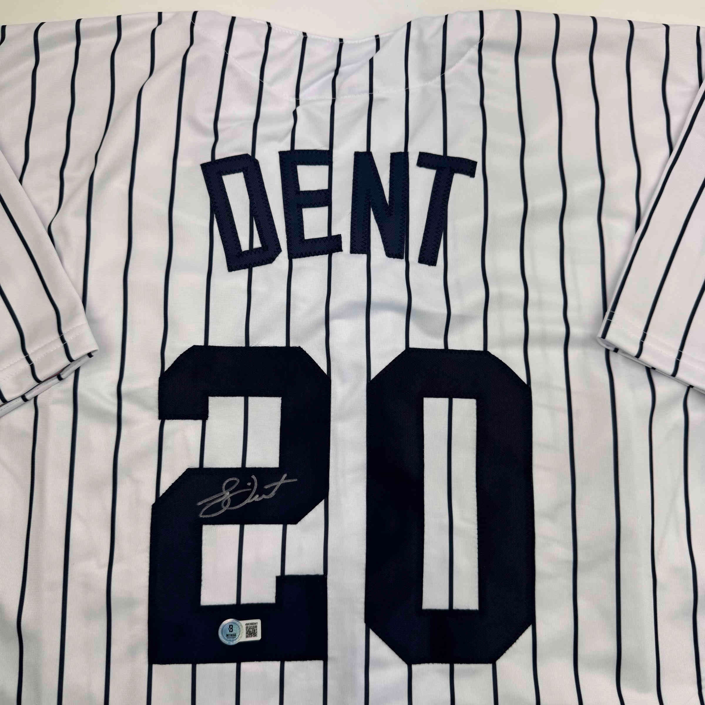 Autographed/Signed Bucky Dent New York Pinstripe Baseball Jersey Beckett BAS COA