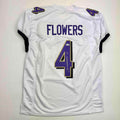 Autographed/Signed Zay Flowers Baltimore White Football Jersey Beckett BAS COA