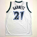 Autographed/Signed Kevin Garnett Minnesota White Basketball Jersey JSA COA