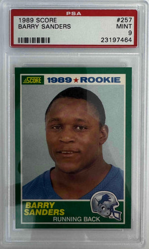 Graded 1989 Score Barry Sanders #257 Rookie RC Football Card PSA 9 Mint