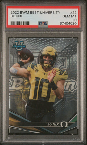 Graded 2022 Topps Bowmans Best University Bo Nix #22 Rookie RC Football Card PSA 10 Gem Mint