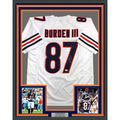 Framed Autographed/Signed Luther Burden 35x39 Chicago White Football Jersey Beckett BAS COA