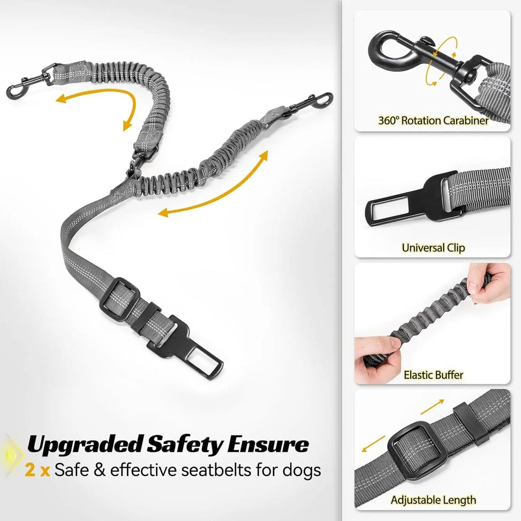 Luxury Dog Car Seat Booster – Waterproof PU Leather, Dual Leash