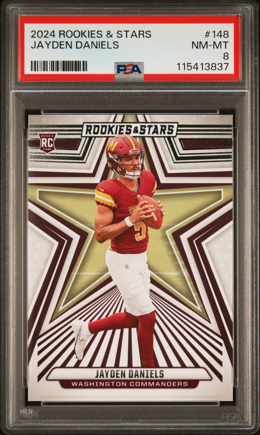 Graded 2024 Panini Rookies & Stars Jayden Daniels #148 Rookie RC Football Card PSA 8 Near Mint