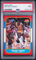 Graded 1986 Fleer Michael Cooper #17 Basketball Card PSA 9 Mint