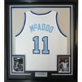 Framed Autographed/Signed Bob McAdoo 35x39 HOF 2000 Buffalo White Basketball Jersey Beckett BAS COA