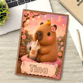 Personalized Capybara Notebook – Custom Name A5 Journal | Kawaii Boba Tea Gift for Teens