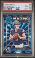 Graded 2024 Panini Donruss JJ McCarthy #2 Rated Rookies Retro Rookie RC Football Card PSA 10 Gem Mint
