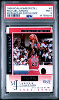 Graded 1998 UD MJ Career Collection Michael Jordan #6 Pictures of Excellence Basketball Card PSA 9 Mint