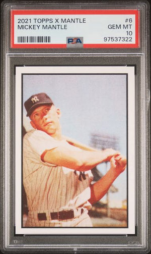 Graded 2021 Topps X Mantle Mickey Mantle #6 1953 Bowman Reprint Baseball Card PSA 10 Gem Mint