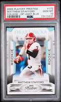 Graded 2009 Panini Playoff Prestige Matthew Stafford #172 /999 Light Blue Rookie RC Football Card PSA 10 Gem Mint