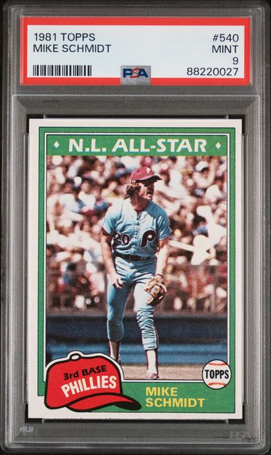 Graded 1981 Topps Mike Schmidt #540 Baseball Card PSA 9 Mint