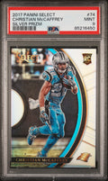 Graded 2017 Panini Select Christian McCaffrey #74 Silver Prizm Rookie RC Football Card PSA 9 Mint