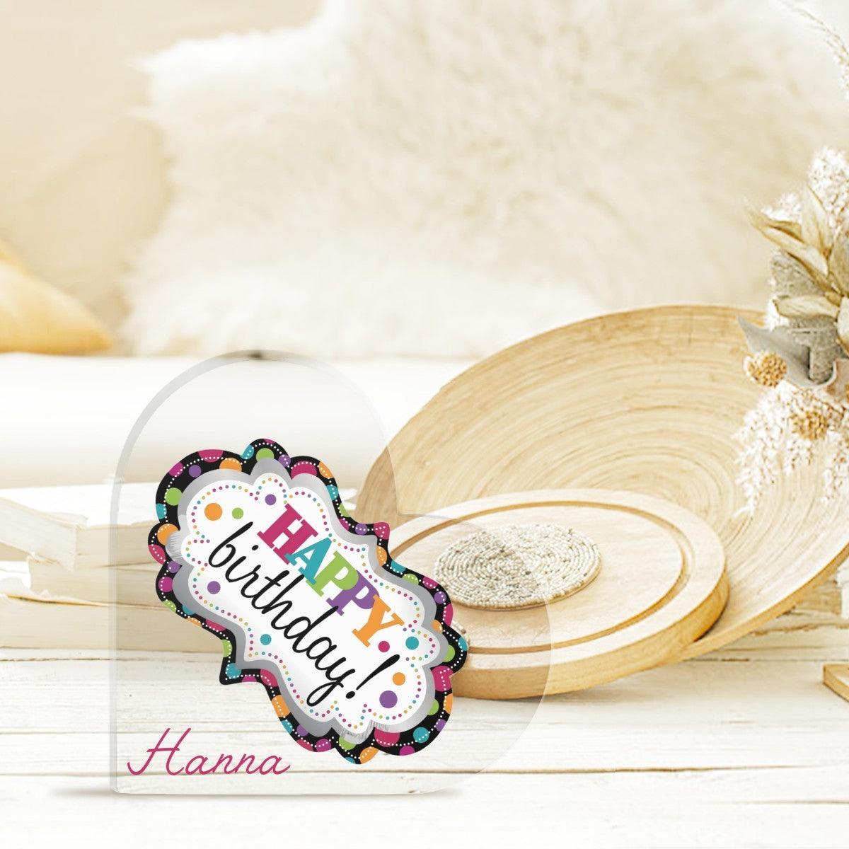 Happy Birthday Heart Acrylic Ornament | Personalized Gift - 5.9 inch / 15 cm