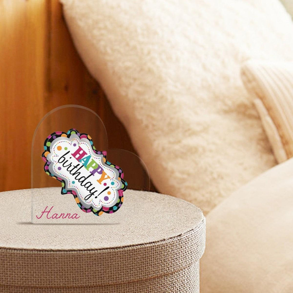 Happy Birthday Heart Acrylic Ornament | Personalized Gift - 5.9 inch / 15 cm