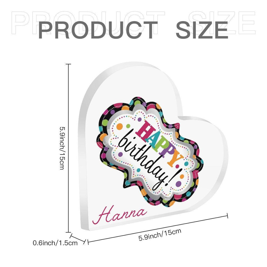 Happy Birthday Heart Acrylic Ornament | Personalized Gift - 5.9 inch / 15 cm