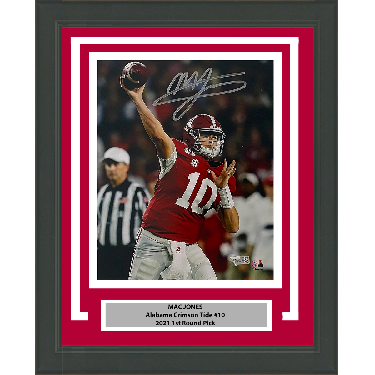 Framed Autographed/Signed Mac Jones Alabama Crimson Tide 8x10 College Football Photo Fanatics COA