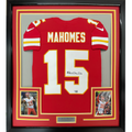 Framed Autographed/Signed Patrick Mahomes 35x39 Kansas City Chiefs Red Authentic Elite Football Jersey Fanatics COA