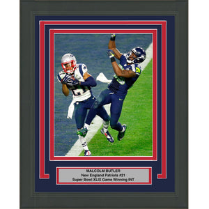 Framed Malcolm Butler New England Patriots Game Winning INT 8x10 Football Photo
