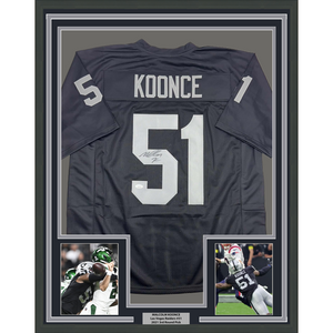 Framed Autographed/Signed Malcolm Koonce 35x39 Las Vegas Oakland Black Football Jersey JSA COA