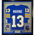 Framed Autographed/Signed Dan Marino 35x39 Pittsburgh Blue College Football Jersey JSA COA