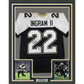 Framed Autographed/Signed Mark Ingram II 35x39 New Orleans Black Alternate Football Jersey JSA COA