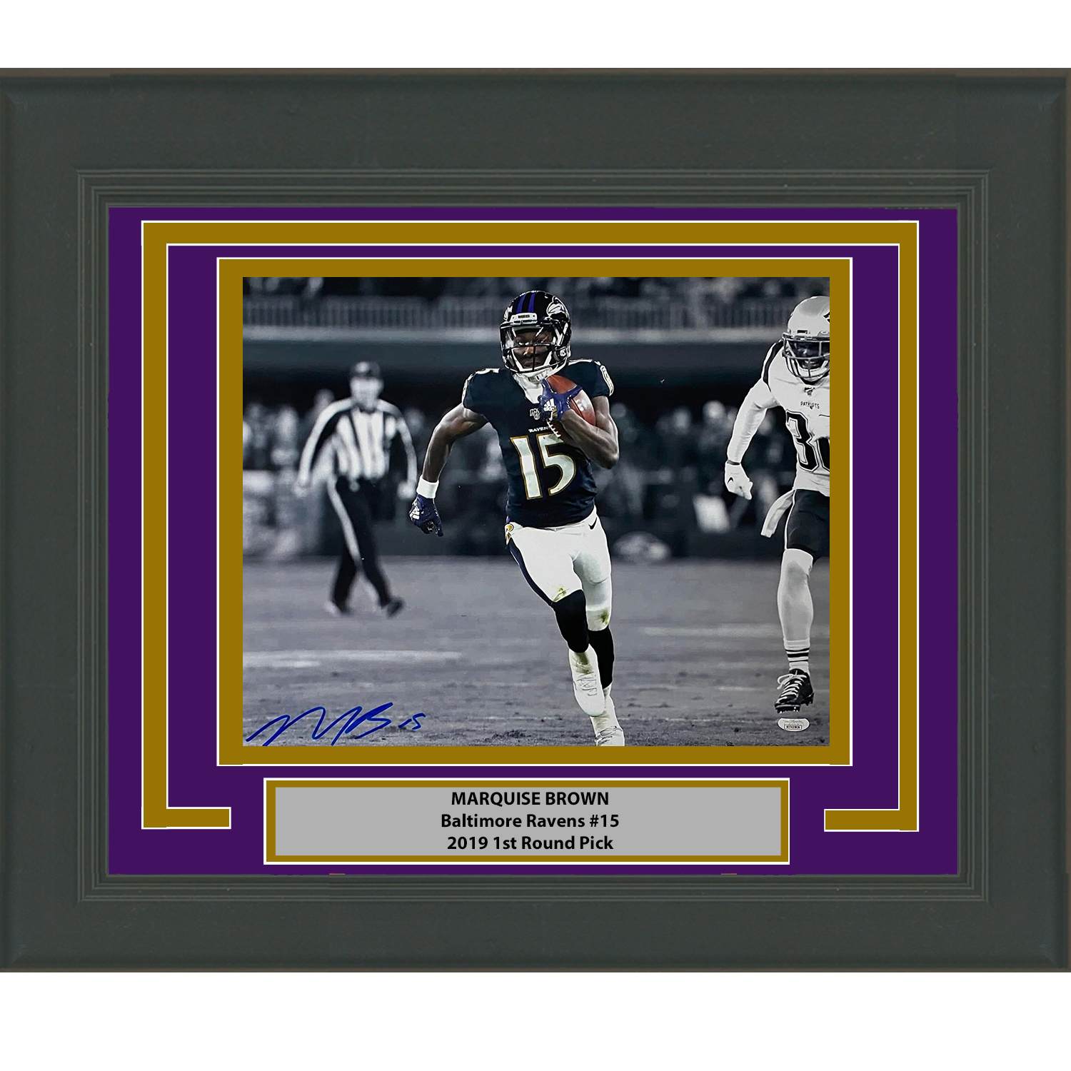 Framed Autographed/Signed Marquise Brown Baltimore Ravens 16x20 Football Photo JSA COA #5