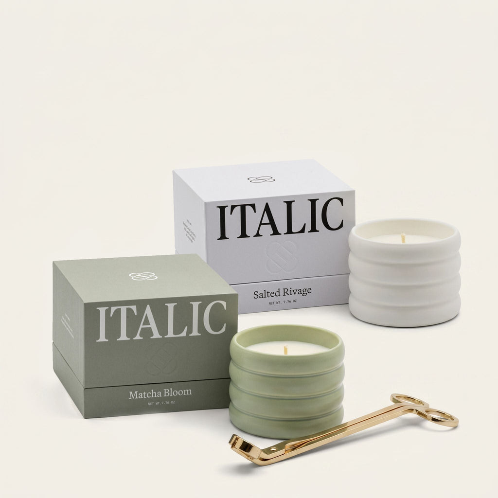 Soy Wax Ceramic Candle & Wick Trimmer Set