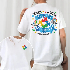 Matching "Family Autism Support Squad" Tee – Colorful Neurodiversity Graphic Shirt