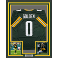 Framed Autographed/Signed Matthew Golden 35x39 Green Bay Green Football Jersey Beckett BAS COA