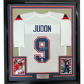 Framed Autographed/Signed Matthew Judon 35x39 New England White Football Jersey JSA COA