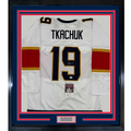 Framed Autographed/Signed Matthew Tkachuk 35x39 Florida White Hockey Jersey JSA COA