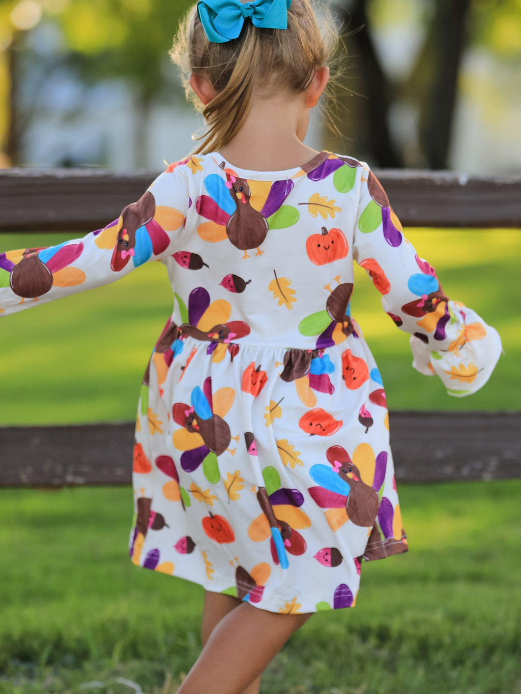 Thanksgiving Turkey Print Girls Dress