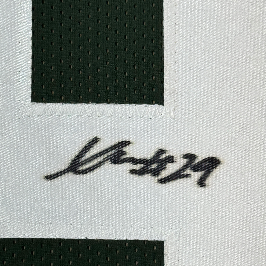 Framed Autographed/Signed Xavier McKinney 35x39 Green Bay Green Football Jersey JSA COA