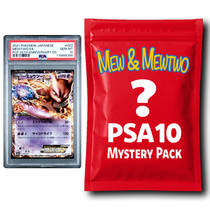 Mew or Mewtwo PSA 10 Graded PKM Card Mystery Pack Trading Card Game