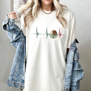 Mexico Heartbeat Heritage T-Shirt – Iconic Mexican Pride Graphic Tee, Premium 100% Cotton Viva Mexico Pulse Top, Made in USA