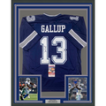 Framed Autographed/Signed Michael Gallup 35x39 Dallas Blue Football Jersey JSA COA