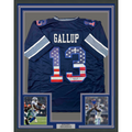 Framed Autographed/Signed Michael Gallup 35x39 Dallas America's Team Blue Football Jersey Tristar COA