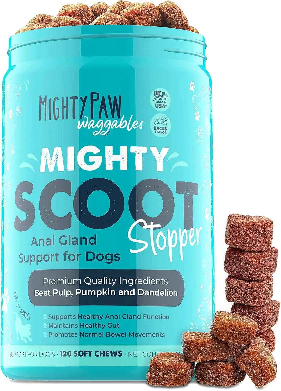 Dog Anal Gland & Digestive Support Fiber Chews – 120 Ct