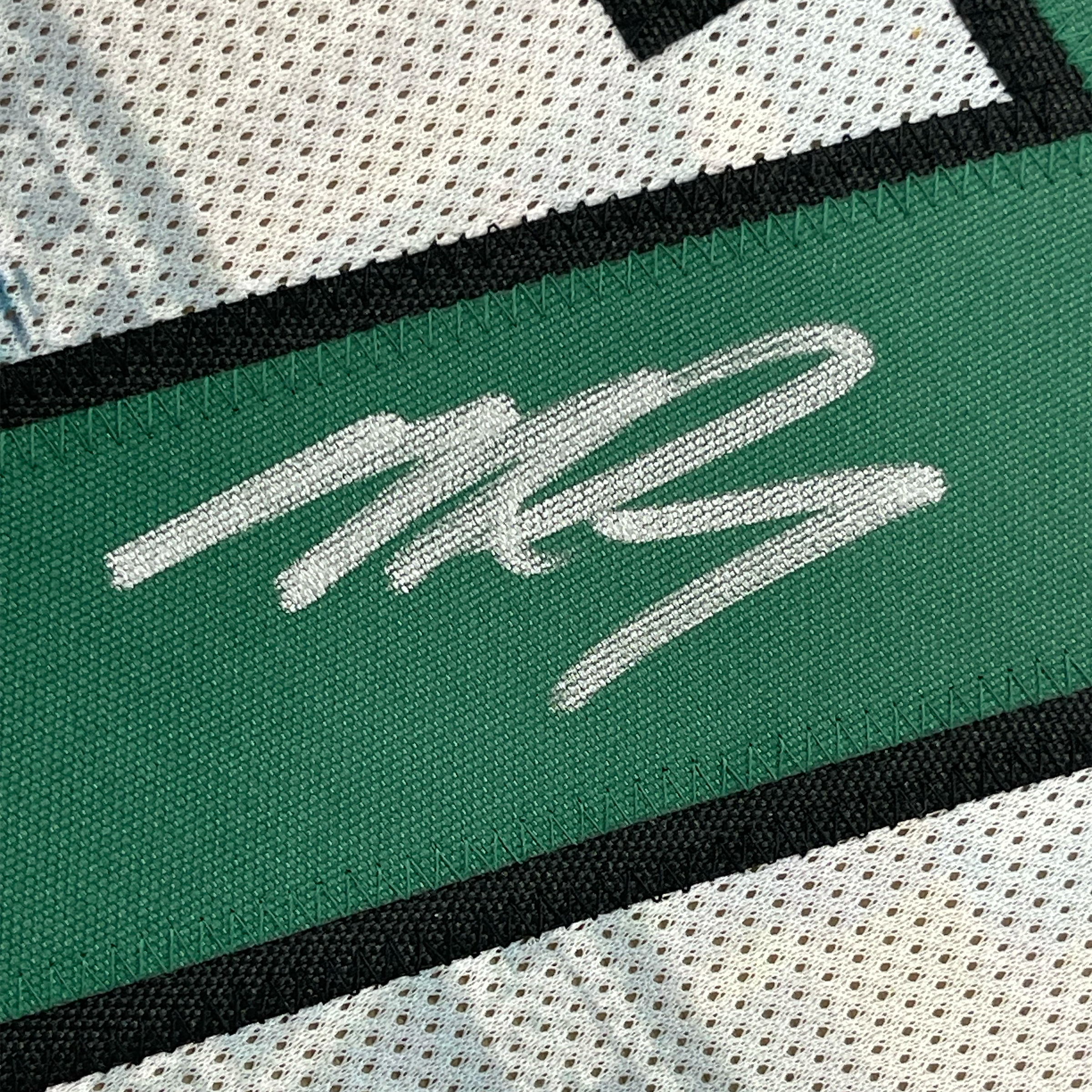 Framed Autographed/Signed Michael Mike Vick 35x39 Philadelphia White Artwork Photo Football Jersey JSA COA